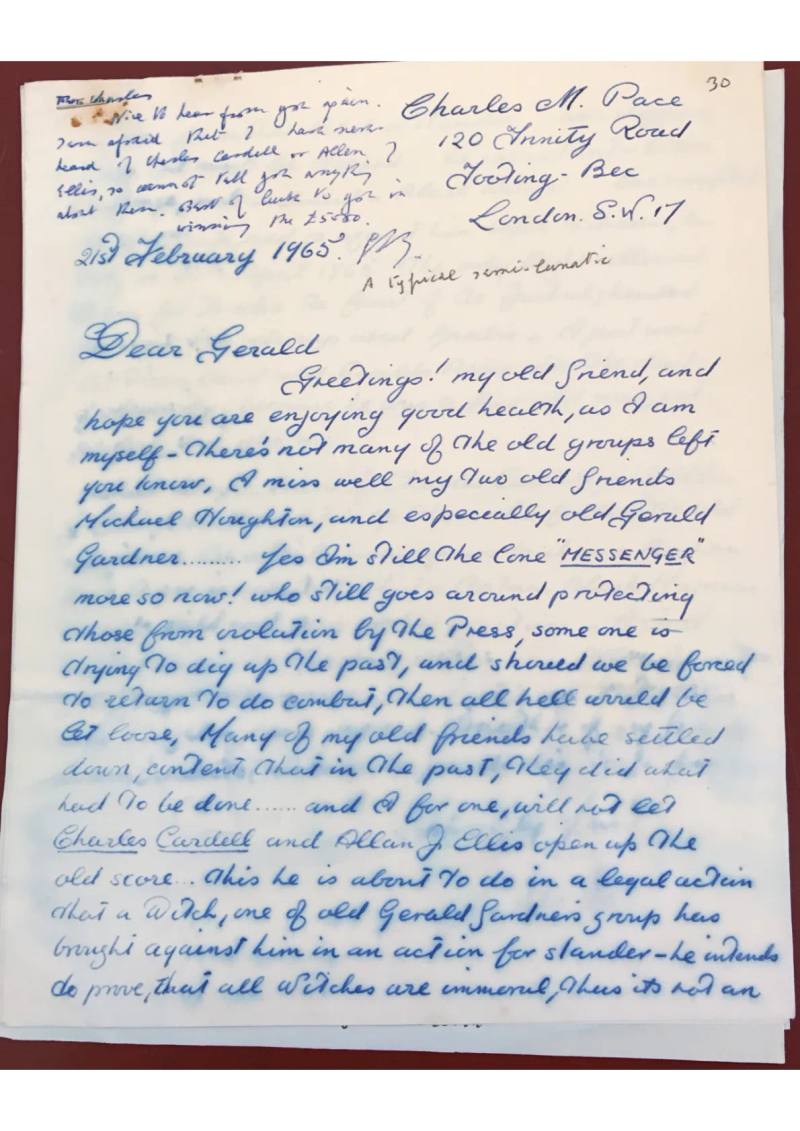 Handwritten letter from 'Charles M. Pace' to 'Gerald'