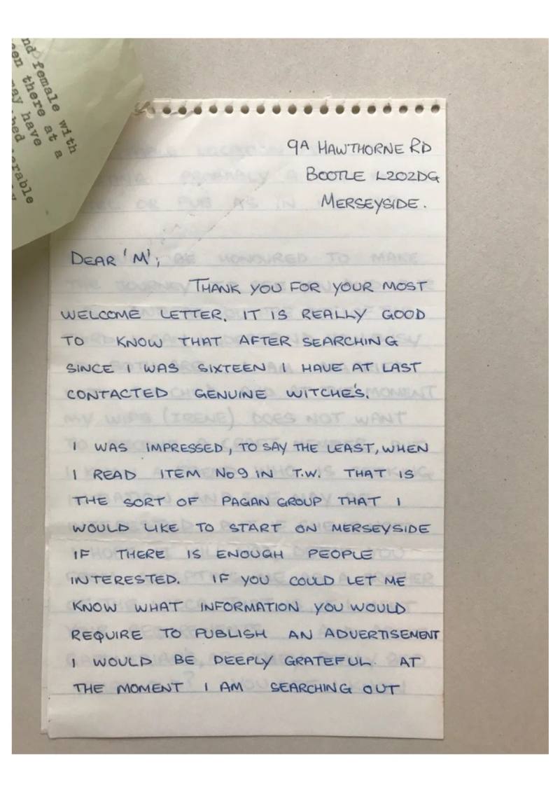Handwritten letter from E.C.Lawson to 'M'