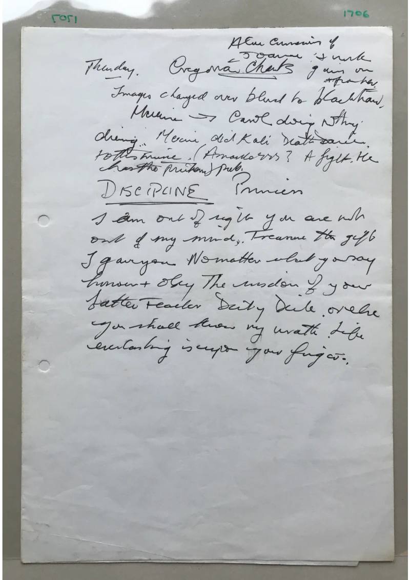 Handwritten notes, Document 1706