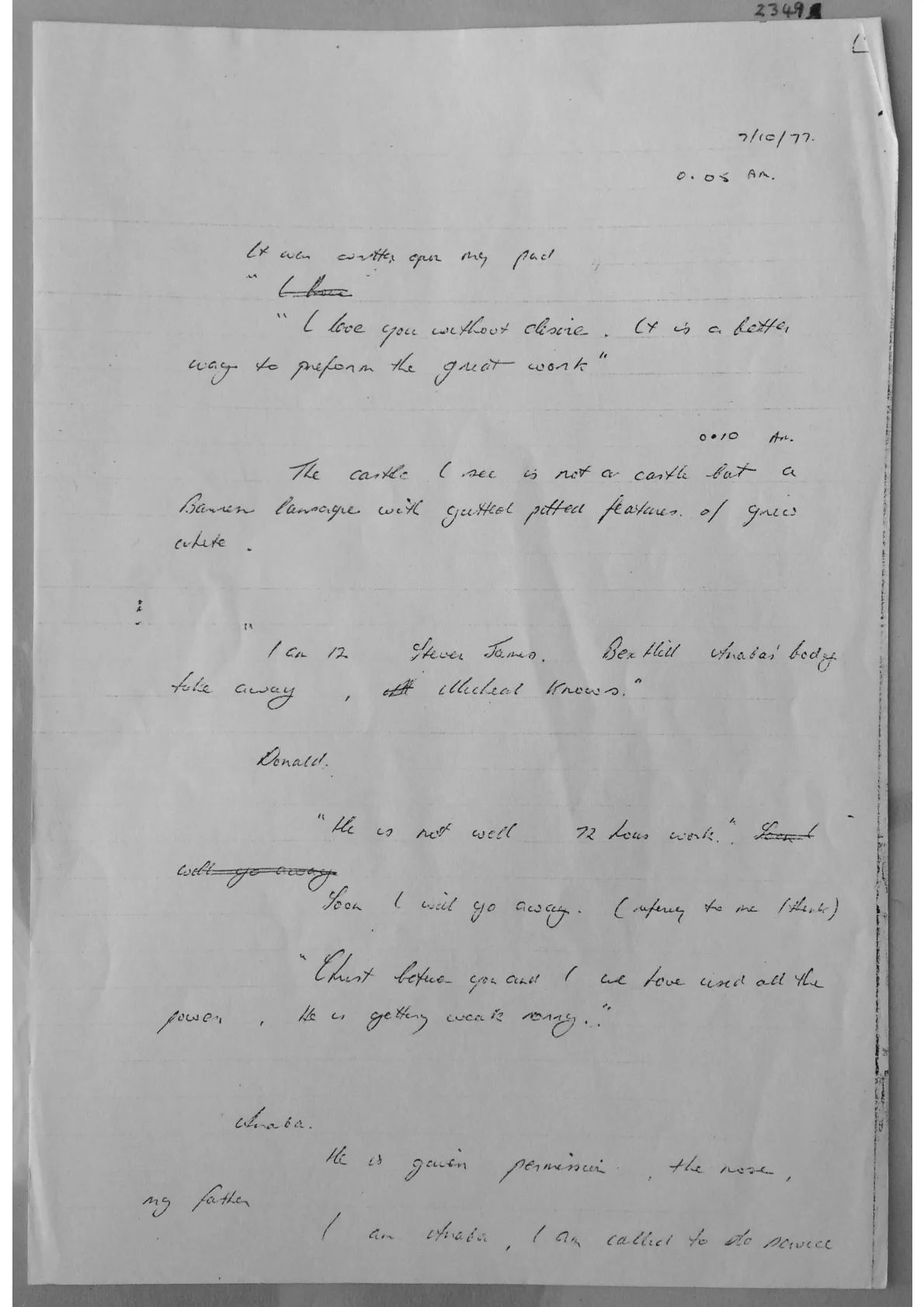 Handwritten notes. Document 2349