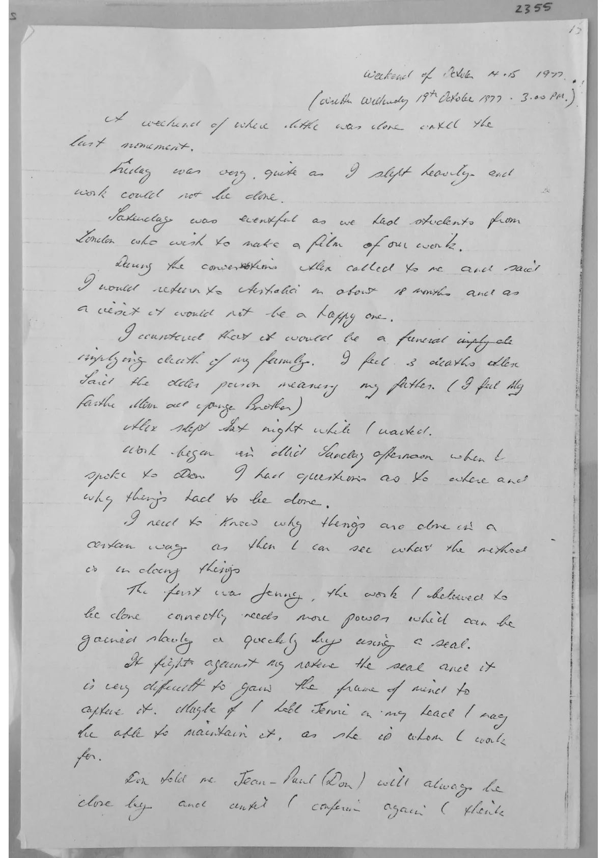 Handwritten notes. Document 2355
