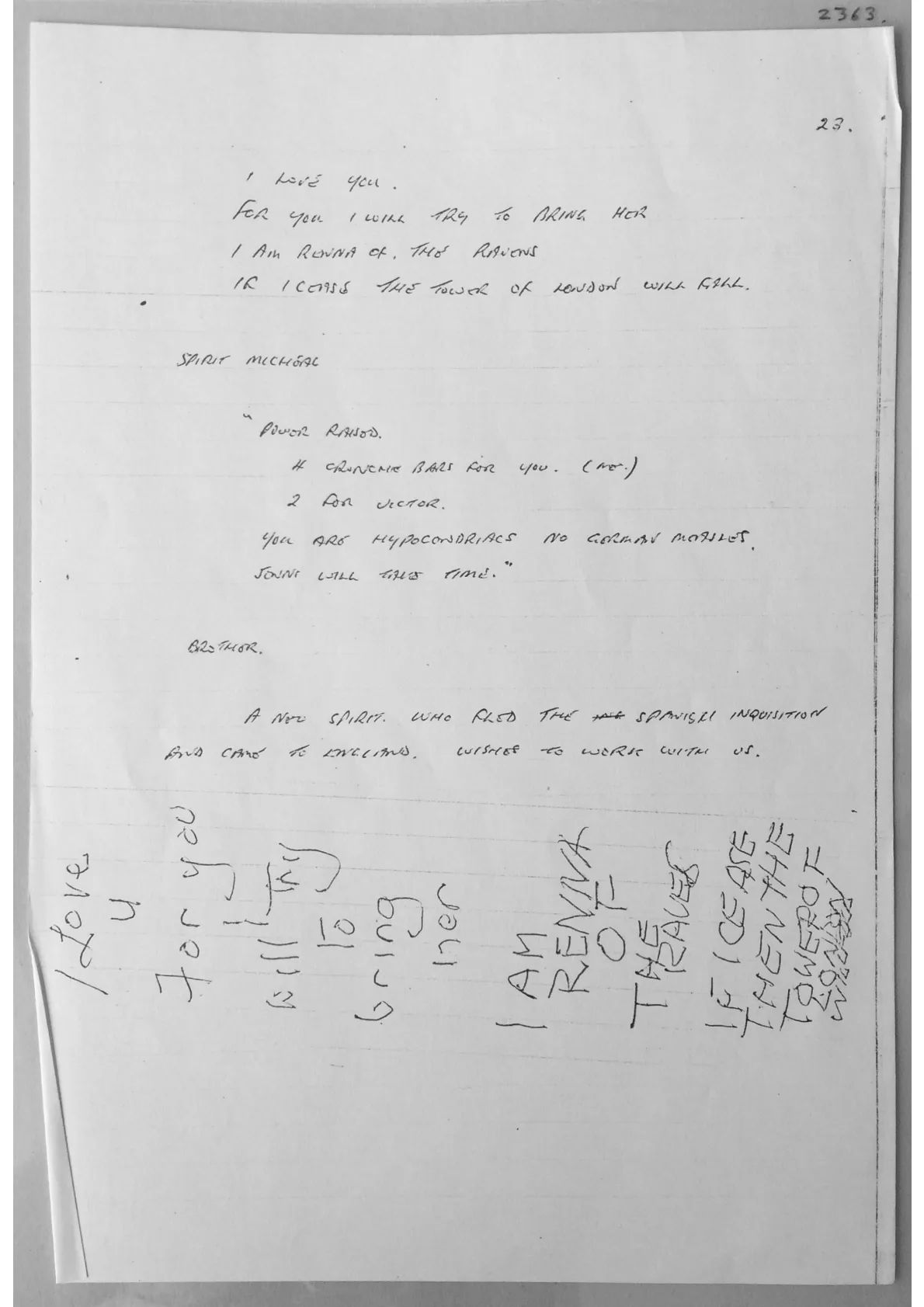 Handwritten notes. Document 2363
