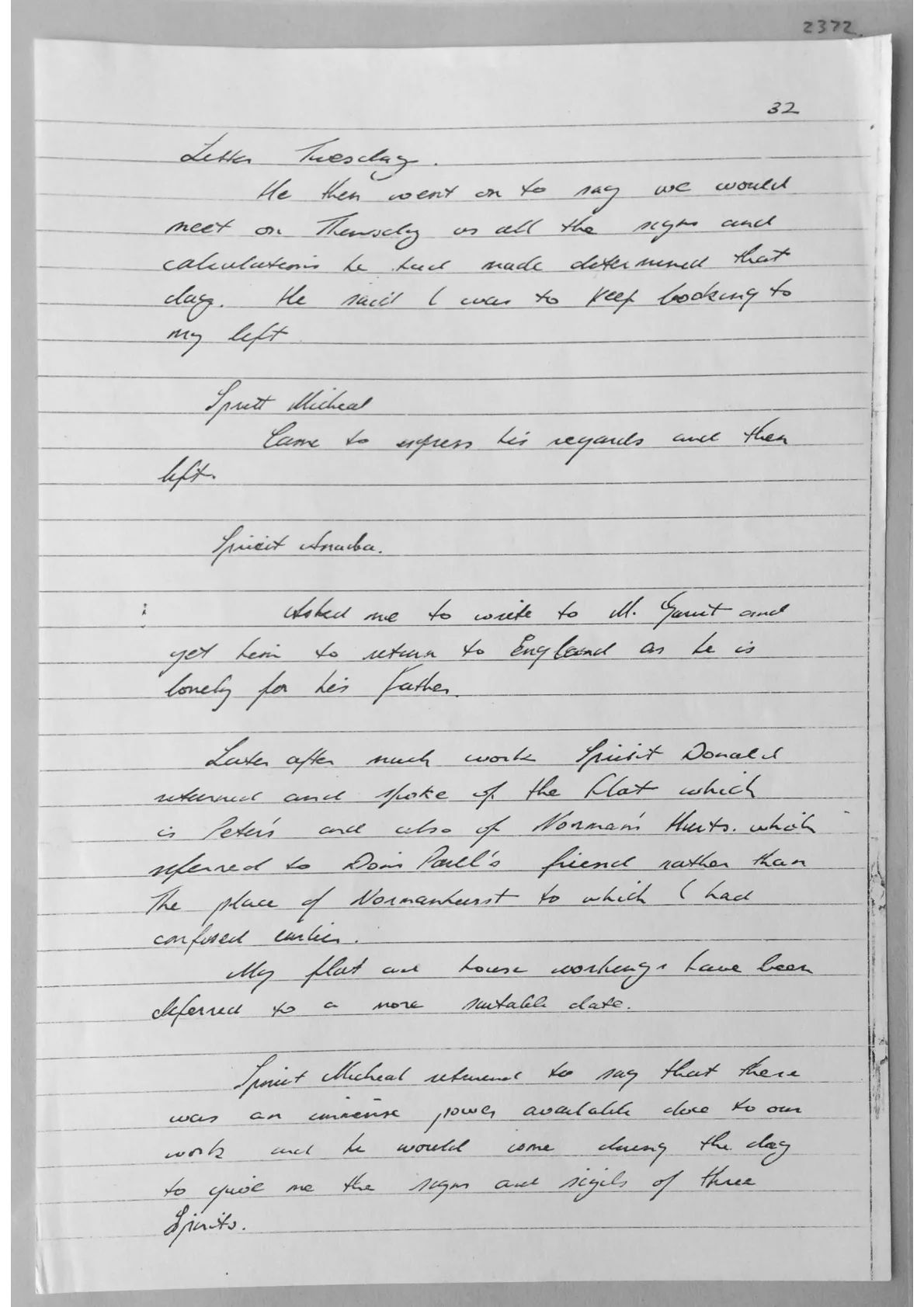Handwritten notes. Document 2372