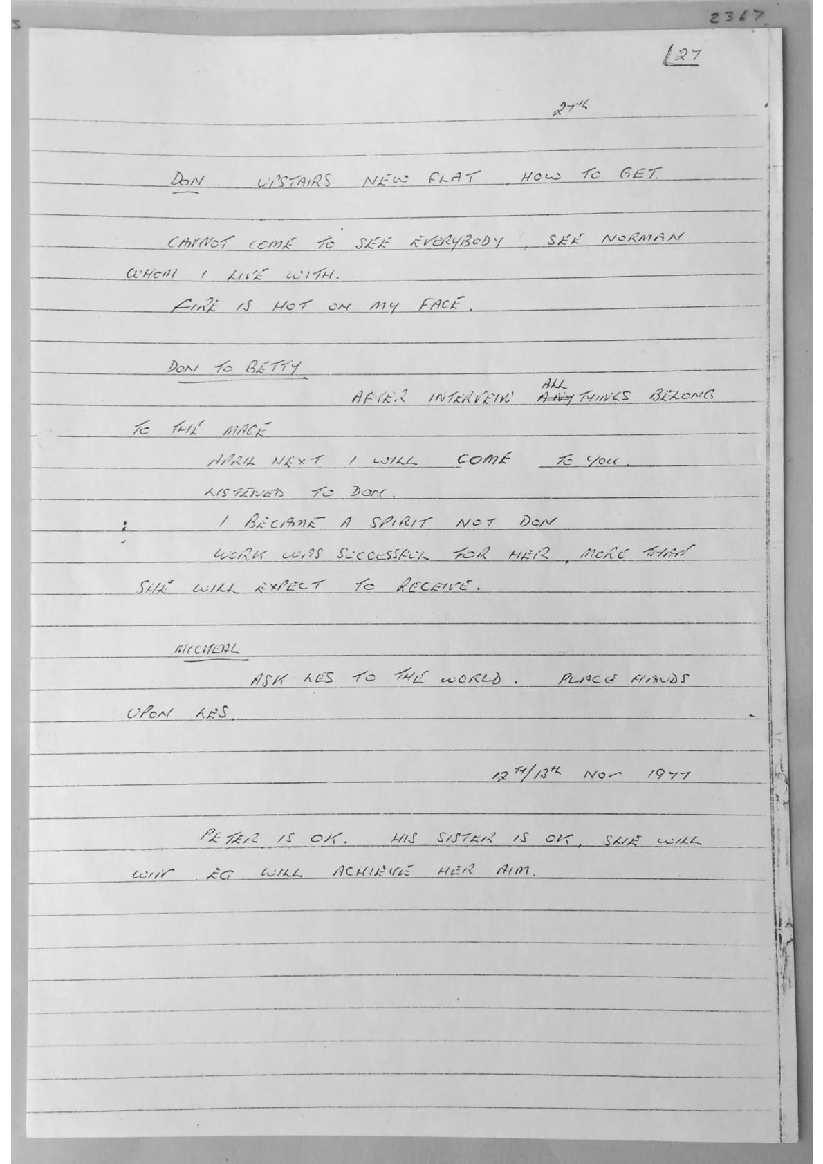 Handwritten notes. Document 2376