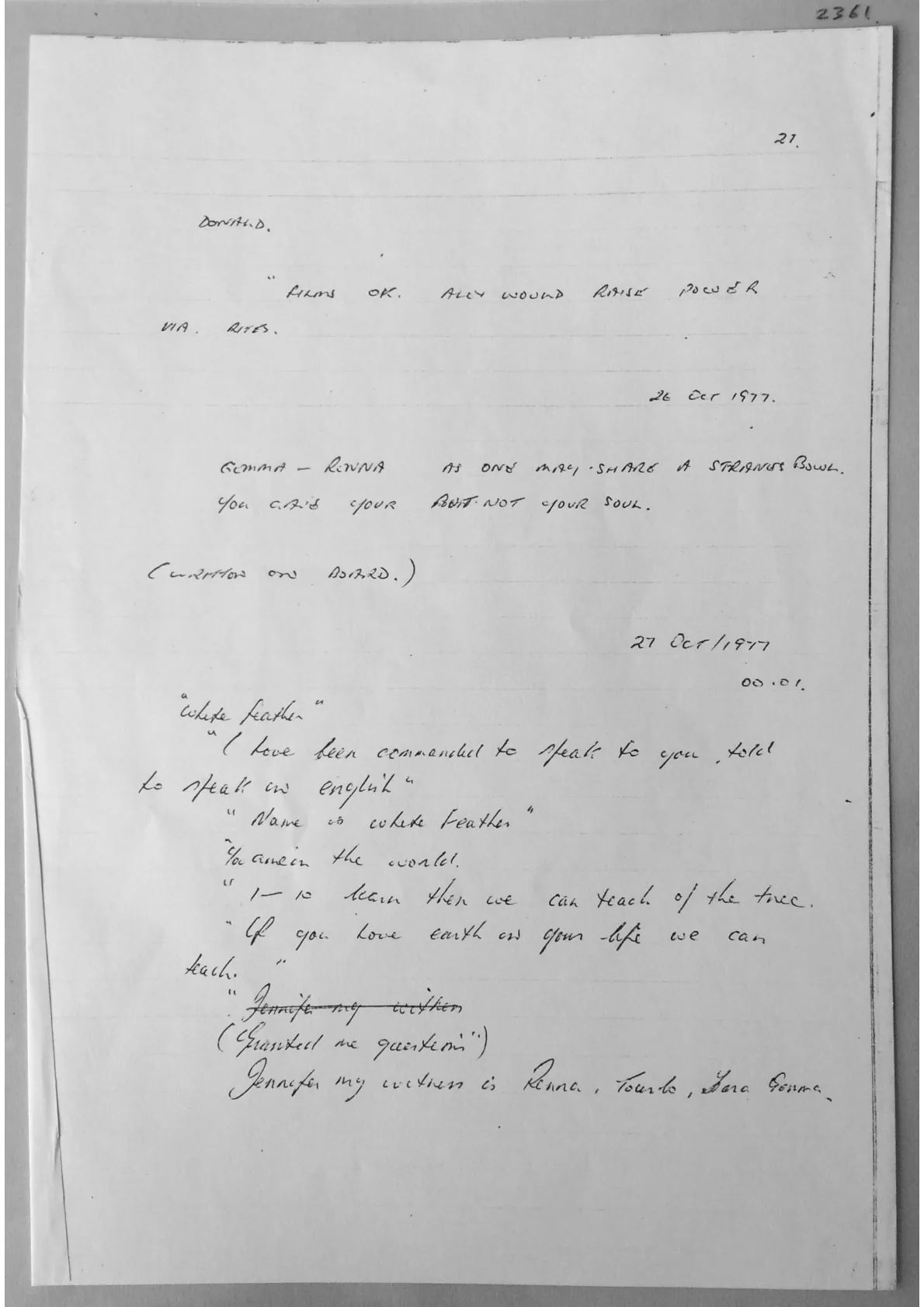 Handwritten notes. Document 2361