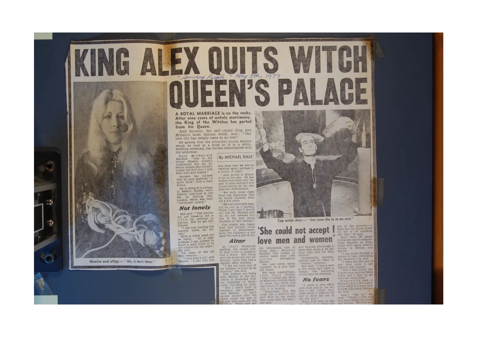 King Alex Quits Witch Queen's Palace, Newspaper clipping
