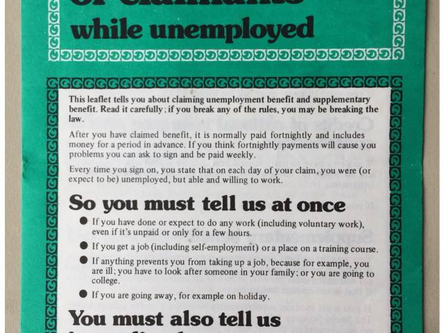 Leaflet about claiming unemployment benefit