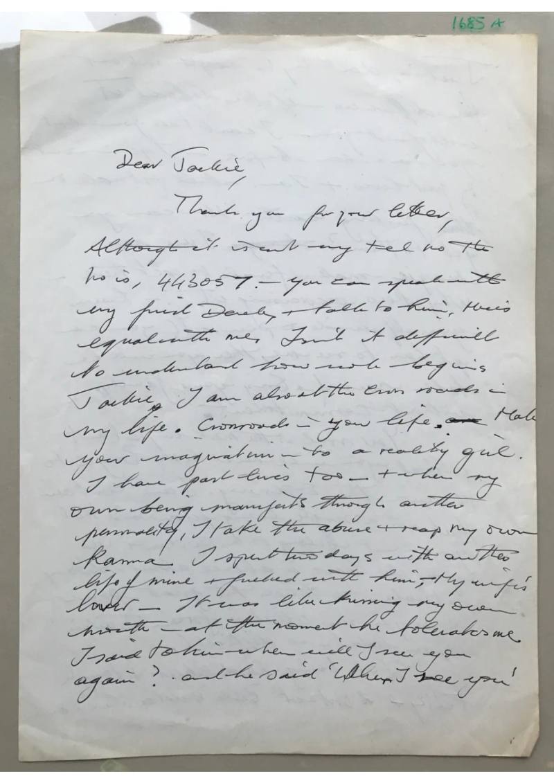 Letter from Alex Sanders to "Jakie" Document 1685