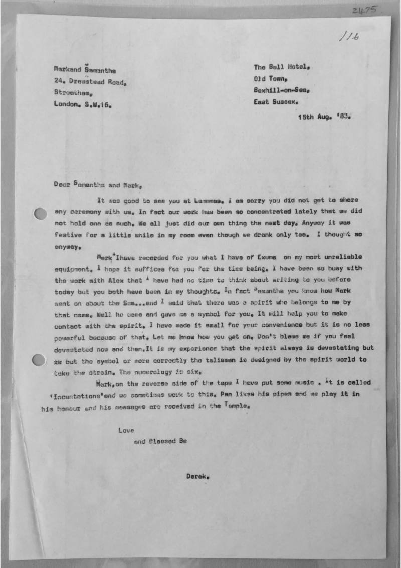 Letter from Derek on Alex's behalf to Mark and Samantha, document 2475