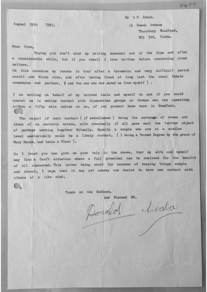 Letter from Donald and Leala Jones to Alex, document 2478