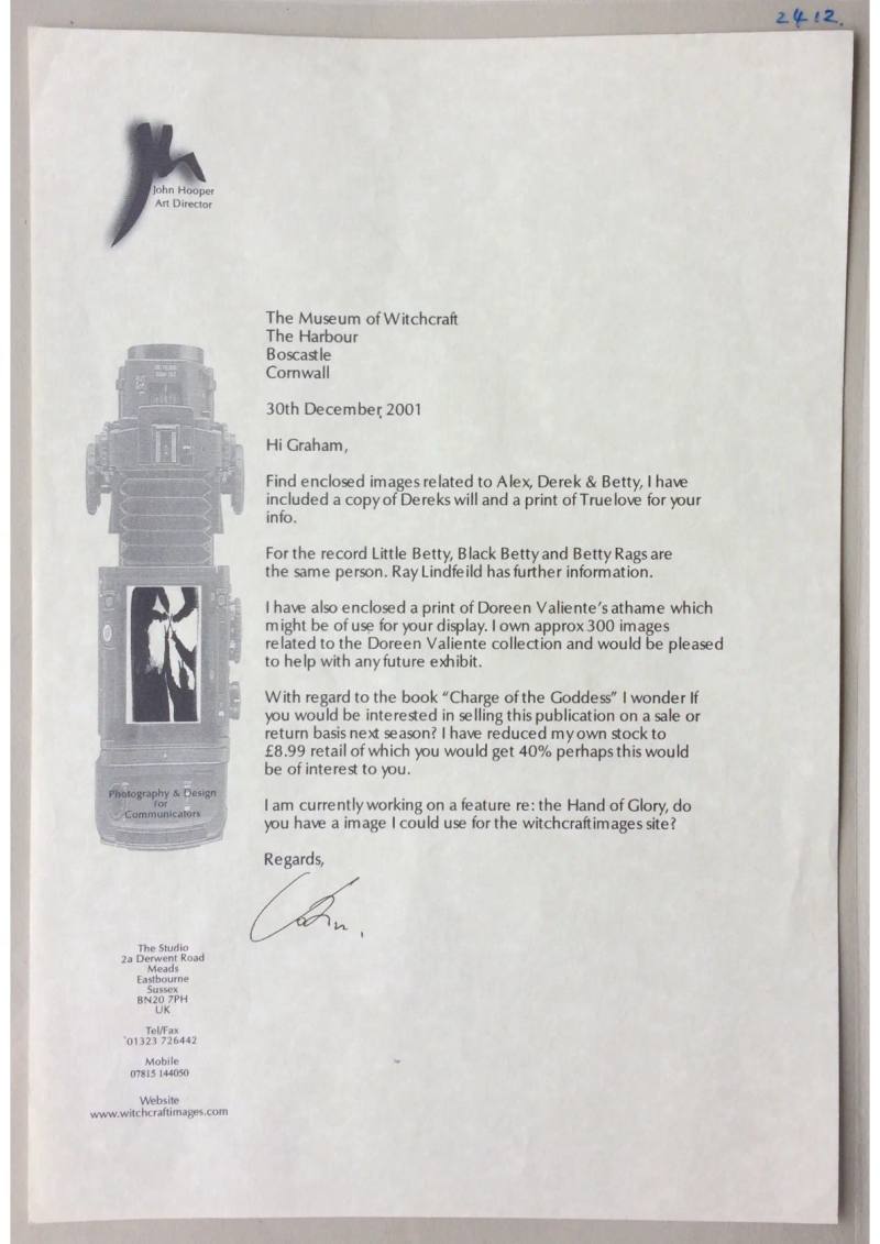 Letter from John Hooper to "Graham"