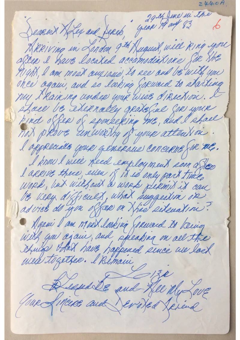Letter to Alex from Liza McGee, document 2440