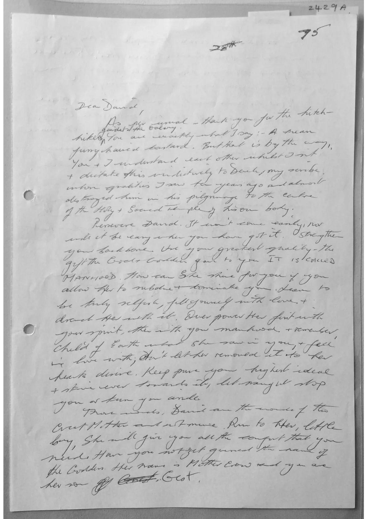 Letter to David from Alex, document 2429 a/b