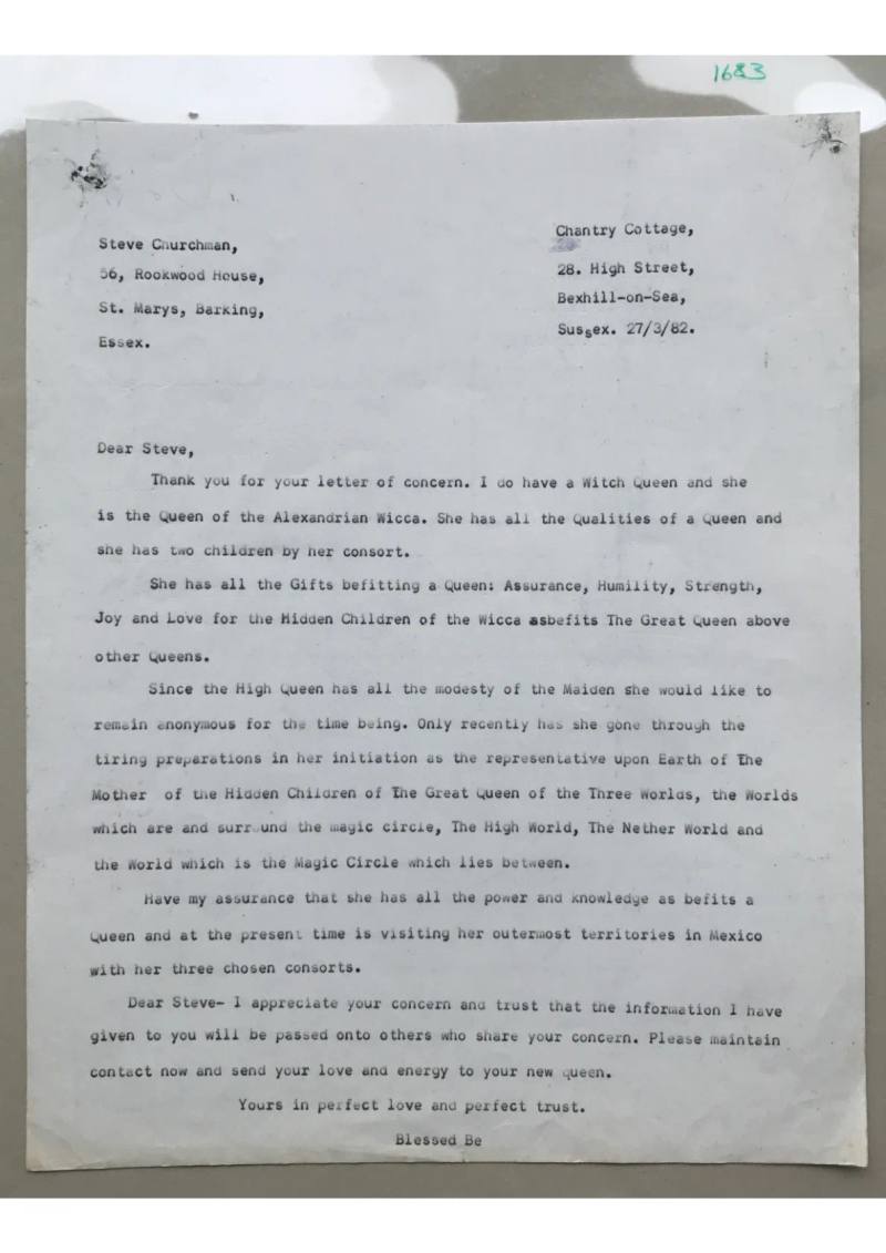 Letter to Steve Churchman from Alex sanders, document 1683