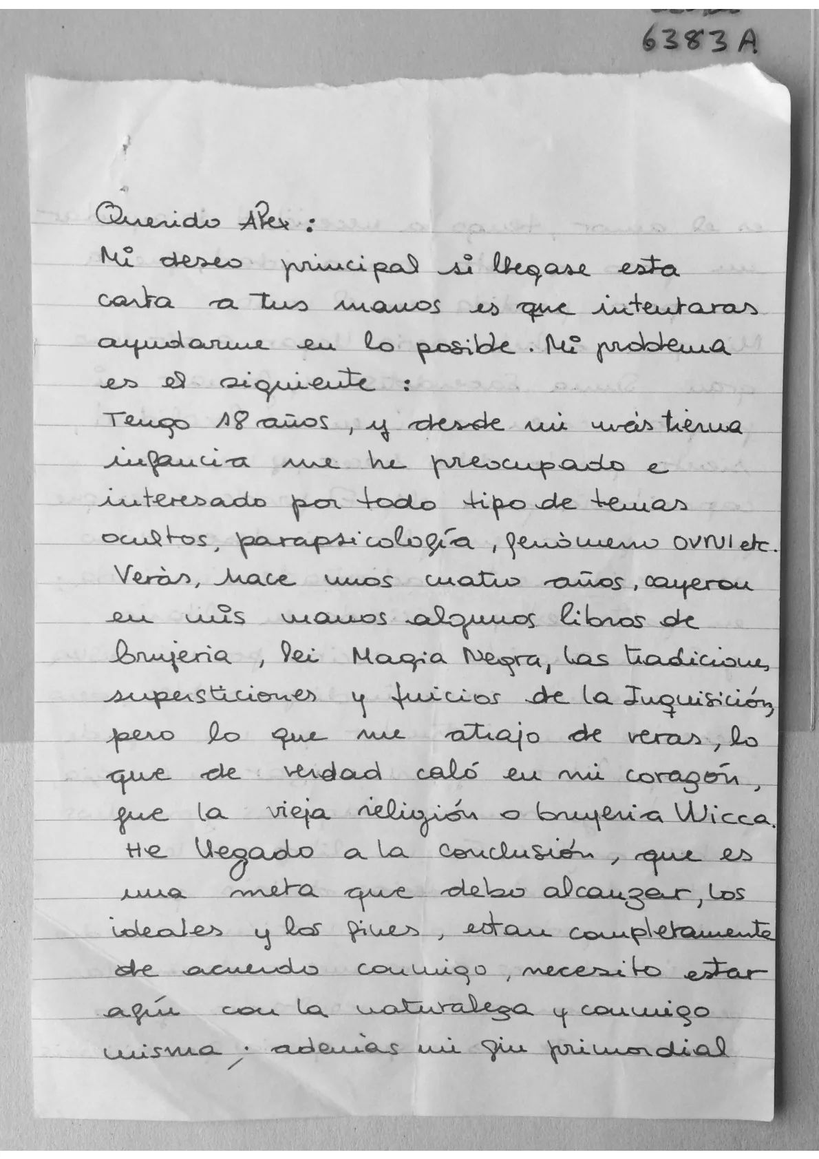 Letter written in Spanish to Alex. 6383a-c