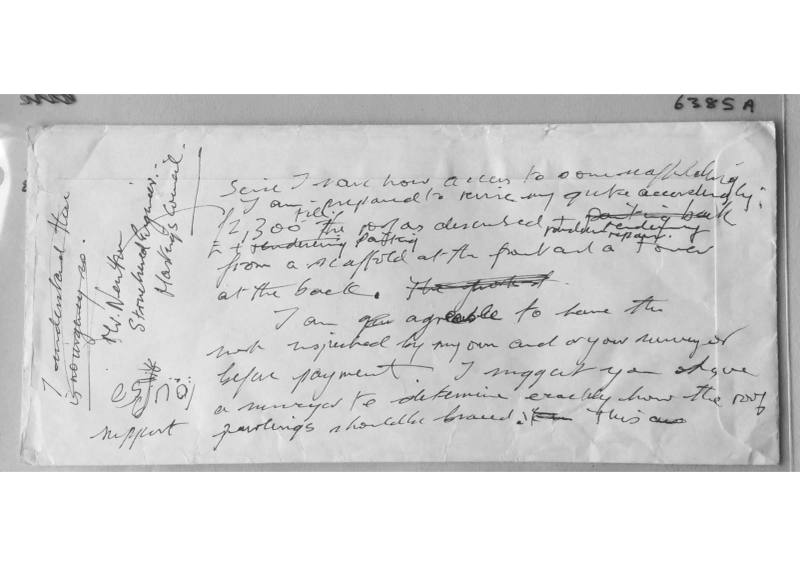 Rough draft of letter to Hastings Council regarding roof repairs
