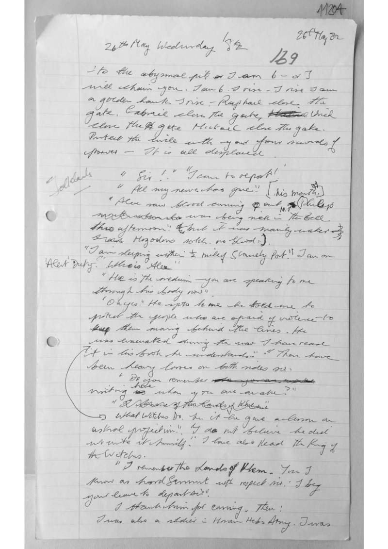 Derek Taylor, "[Notes on Alex's trance visions, 26 May 1982]" (manuscript)