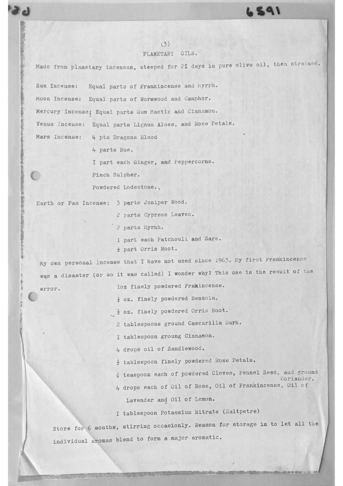 Instructions for Planetary Oils, document 6591