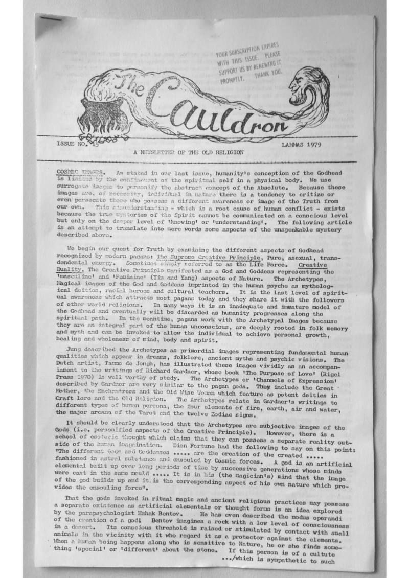 The Cauldron No.15 - A newsletter of the Craft & The Old Religion