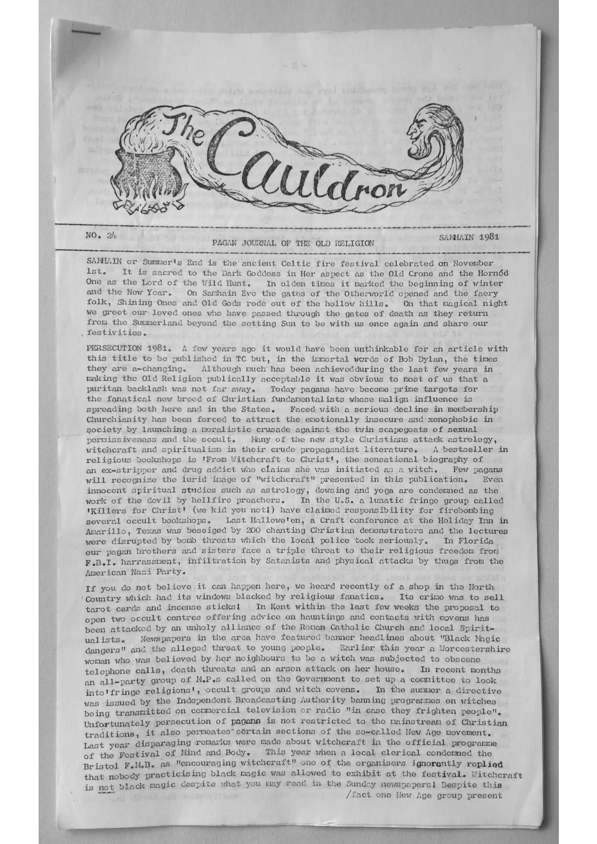 The Cauldron No.24 - Pagan Journal of The Old Religion