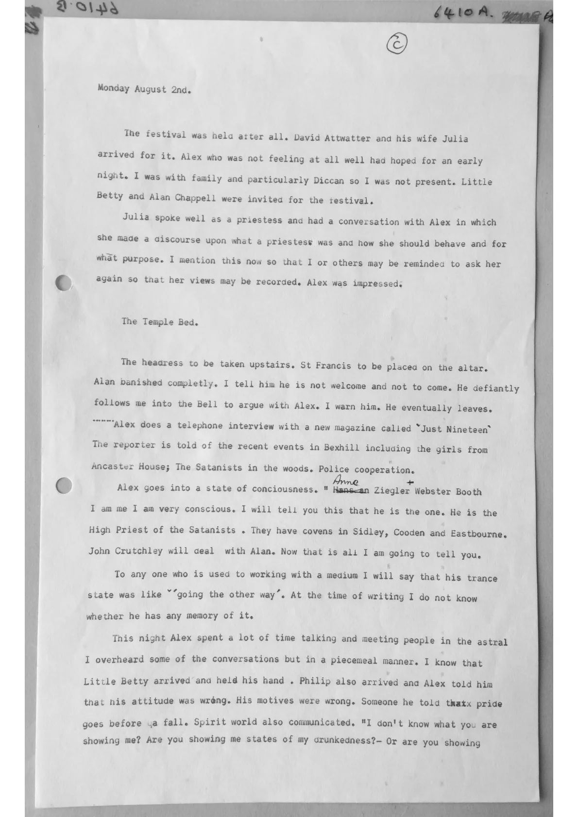 Journal entry - The festival was held after...
