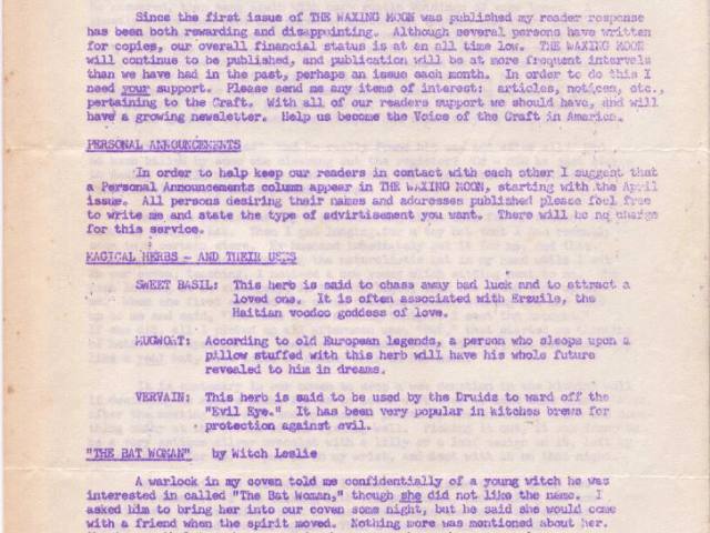 The Waxing Moon Newsletter Vol. II No. II