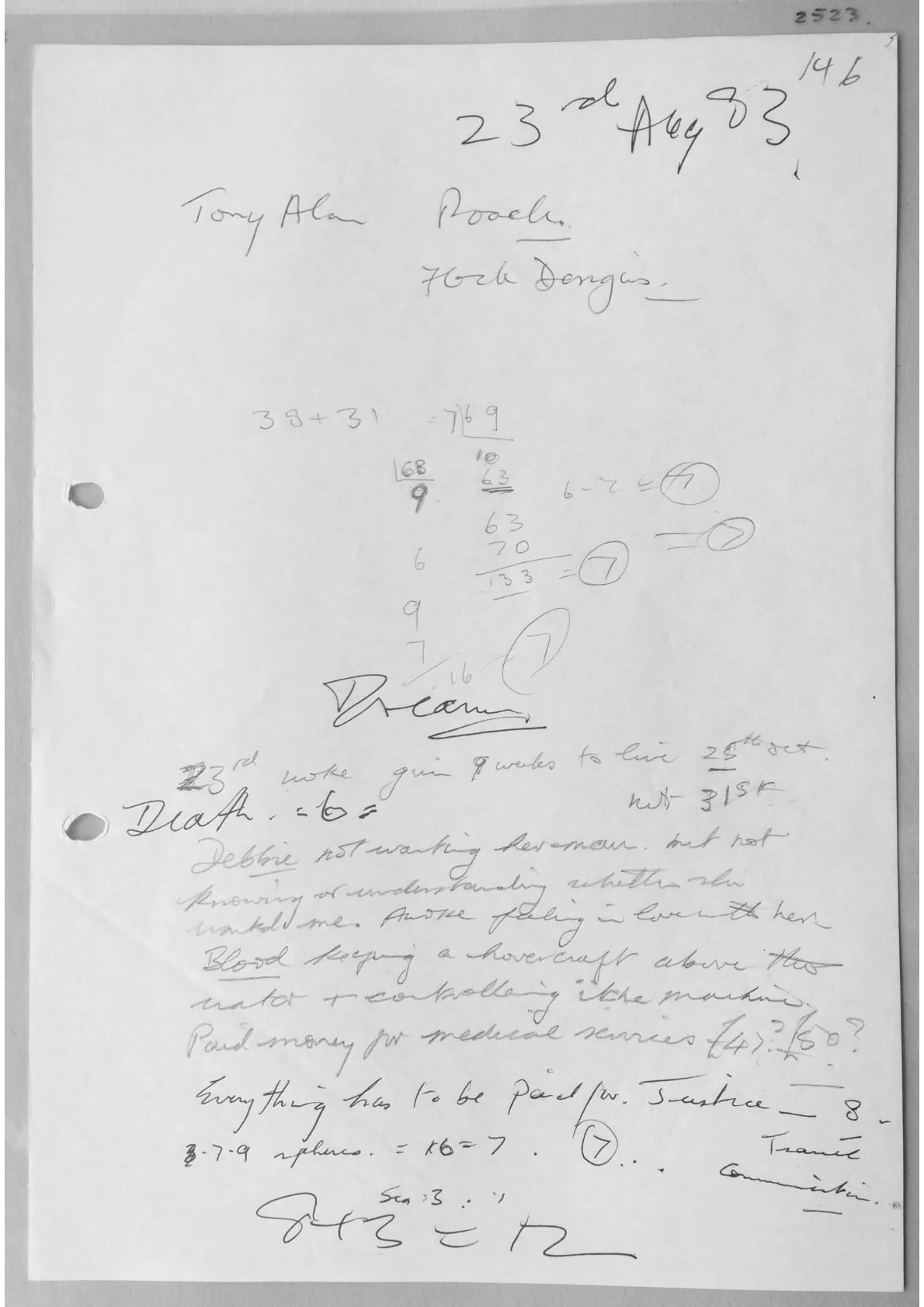 Trance notes with various Spirits. Doc 2523