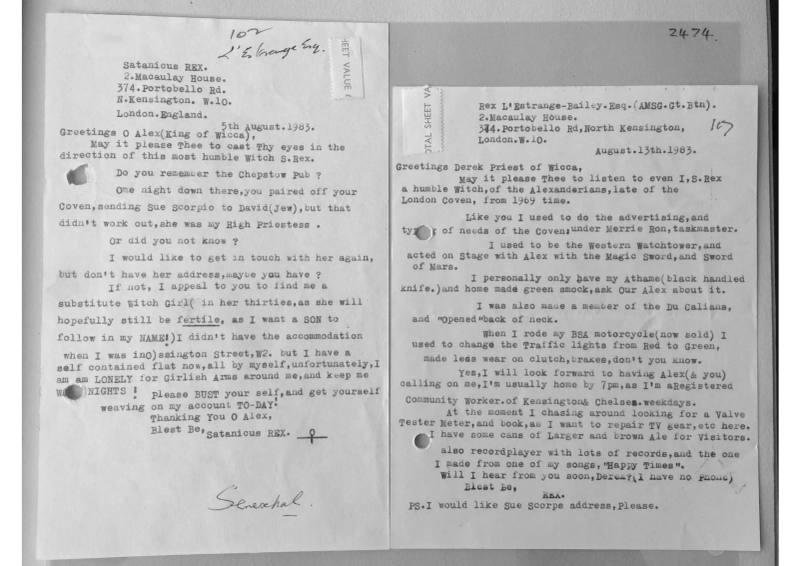 Two typed letters from Satanicus Rex, document 2474