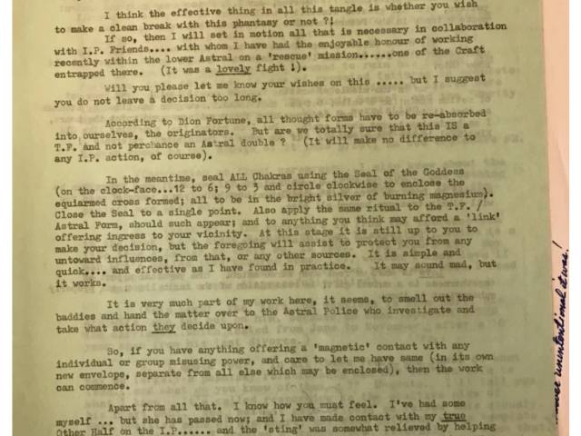 Typed letter to Roth from John Score 'M'