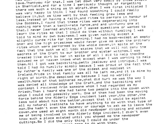 1963 Letter from Patricia Kopinski to Gerald Gardner - Transcription
