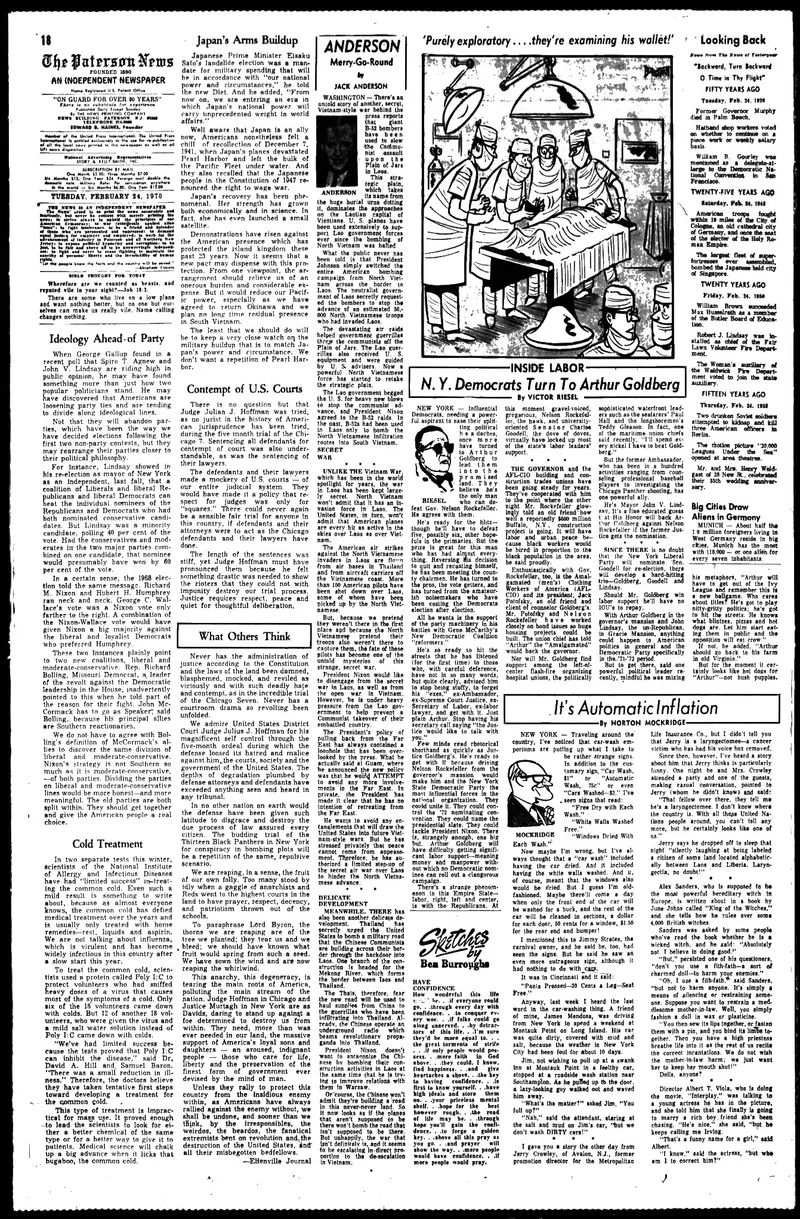 Alex Sanders and the fith-fath, Norton Mockridge's column, The News (Paterson), 24 February 1970