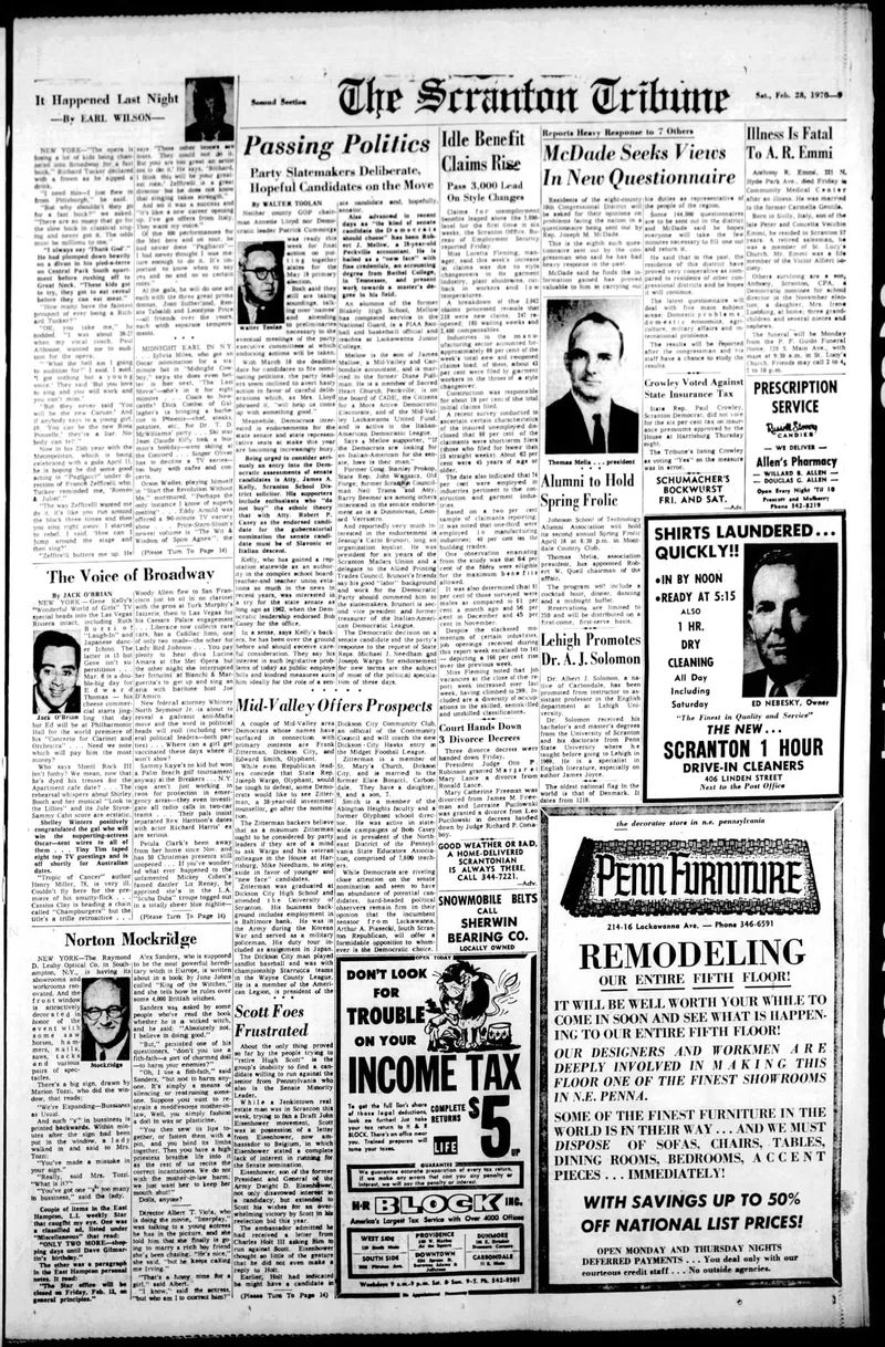 Alex Sanders and the fith-fath, Norton Mockridge's column, The Tribune (Scranton), 28 February 1970