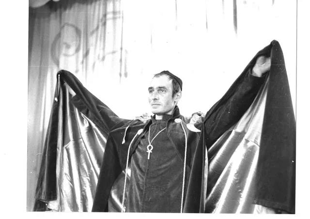 Alex Sanders in a cape, Sunday People press photograph