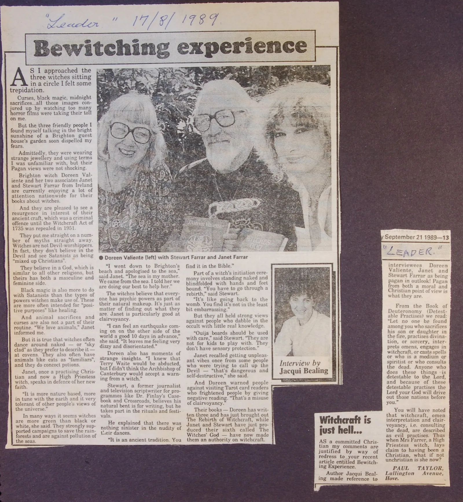 Newspaper article - 'Bewitching Experience'