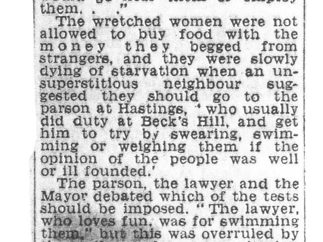 'Witches of Bexhill', letter by Barry H. Lucas, probably the Bexhill Observer, 1930s
