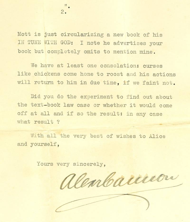 Letter from Dr Alexander Cannon to Arthur Spray, 26 October 1935
