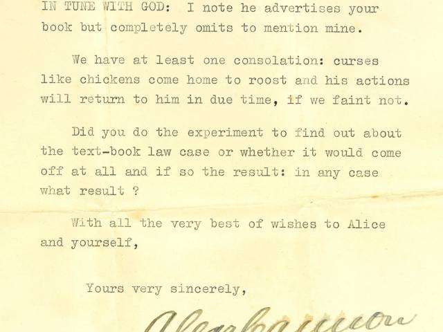 Letter from Dr Alexander Cannon to Arthur Spray, 26 October 1935
