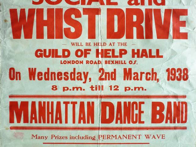 Psychic Friendship Guild social and whist drive poster, 2 March 1938