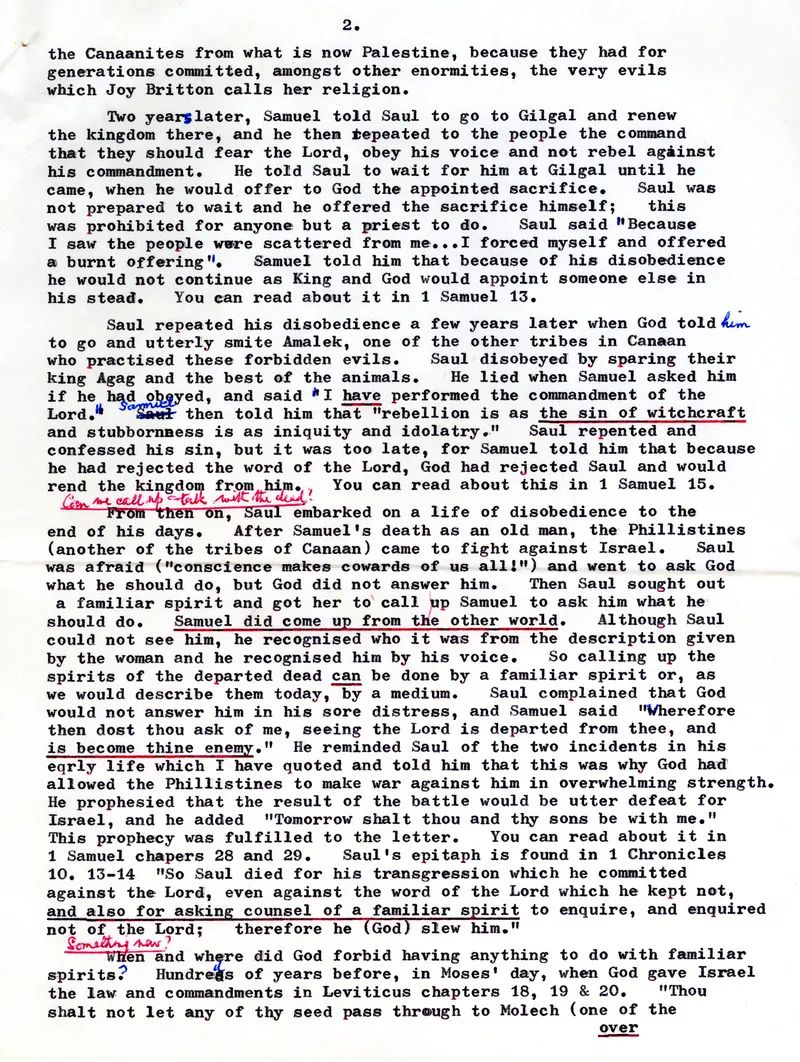 Reader's letter to the Bexhill Observer on the witchcraft story, three pages, 1975