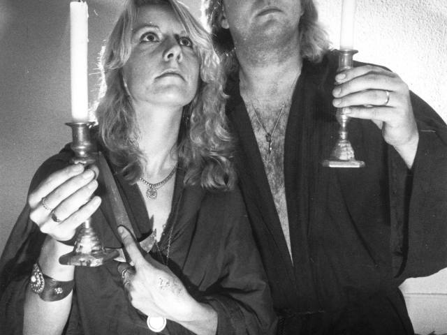 Ingrid and Kevin Carlyon holding candles, 3 August 1989