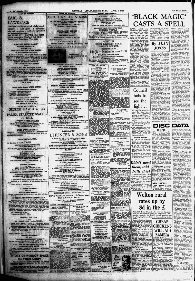 '"Black magic" casts a spell', Alan Jones, Lincolnshire Echo, 4 April 1970