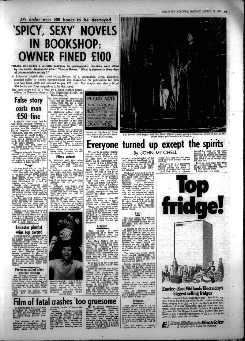 'Everyone turned up except the spirits', Leicester Mercury, 23 March 1970