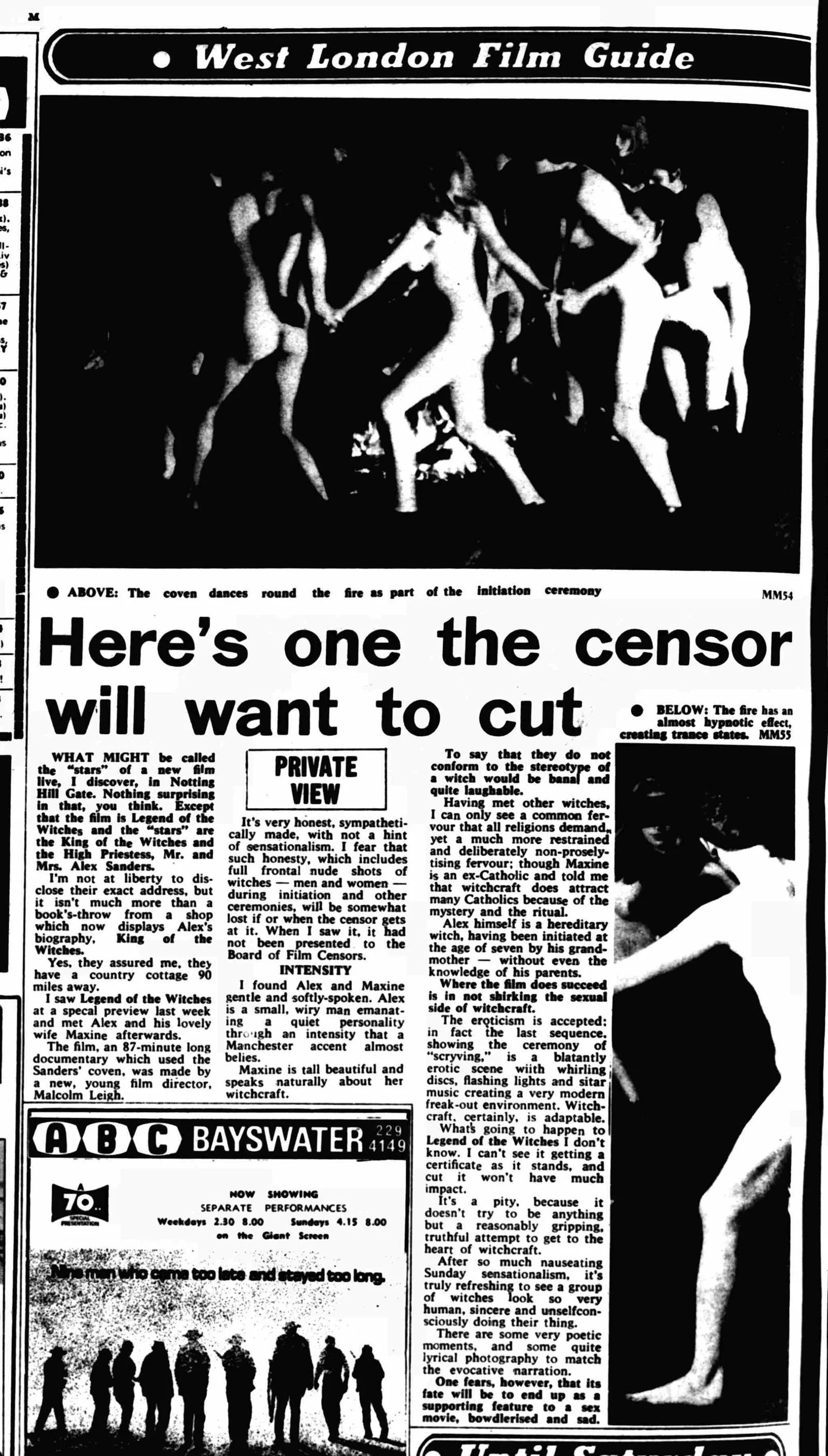 'Here's one the censor will want to cut', Marylebone Mercury, 12 December 1969
