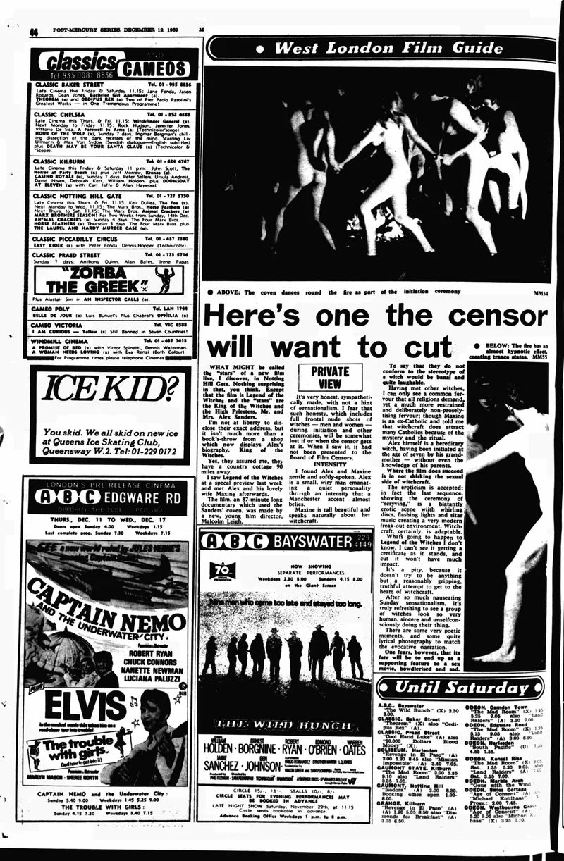'Here's one the censor will want to cut', Marylebone Mercury, 12 December 1969