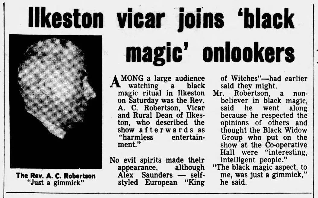 'Ilkeston vicar joins black magic onlookers', Evening Post, 23 March 1970
