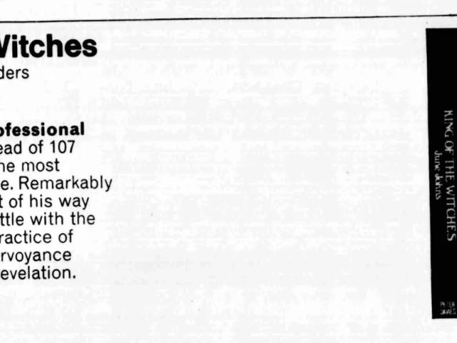 Advertisement for 'King of the Witches', Peter Davies, The Bookseller, 5 July 1969