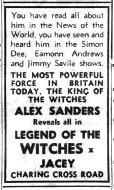 Legend of the Witches advertisement, Jacey Charing Cross Road, Evening Standard, 24 March 1970