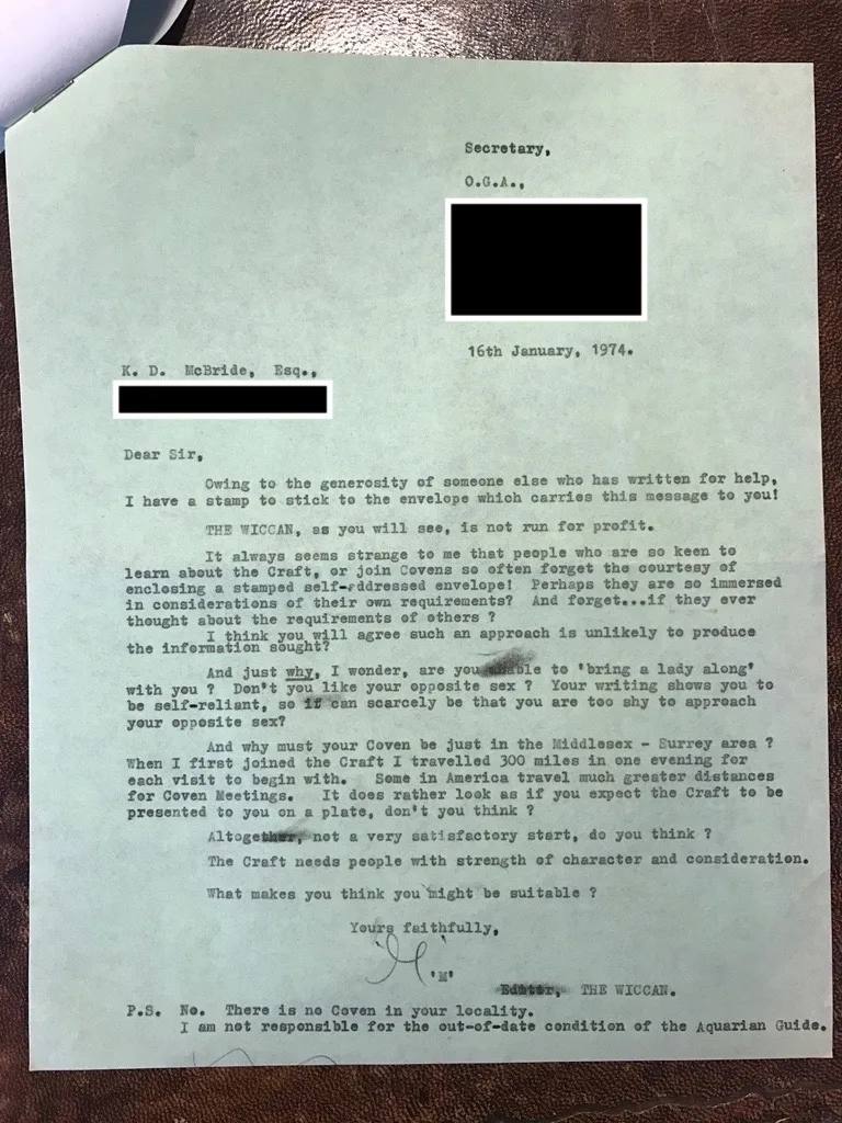 Letter from John Score 'M' to K.D. McBride Esq.