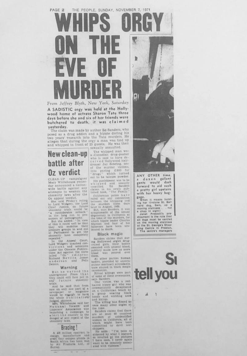 Newspaper article: Whips orgy on the eve of murder