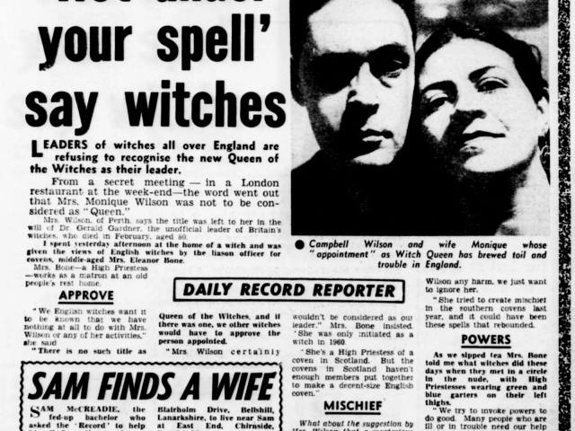 '"Not under your spell" say witches', Daily Record, 9 March 1964